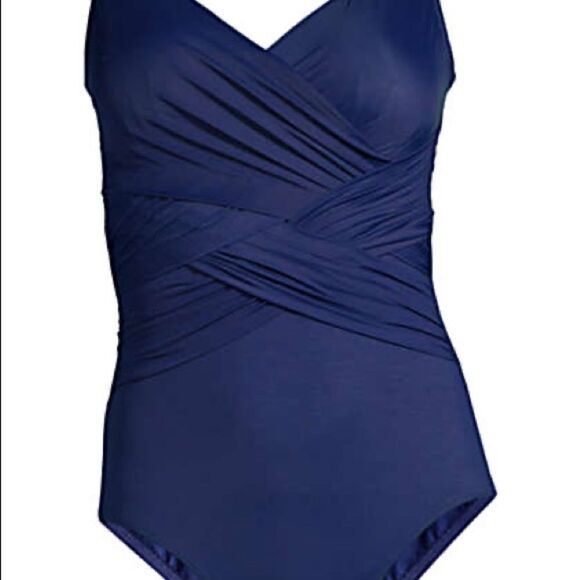 Land’s End Plus regular size Slenderize V neck one piece swimsuit various - Picture 5 of 5